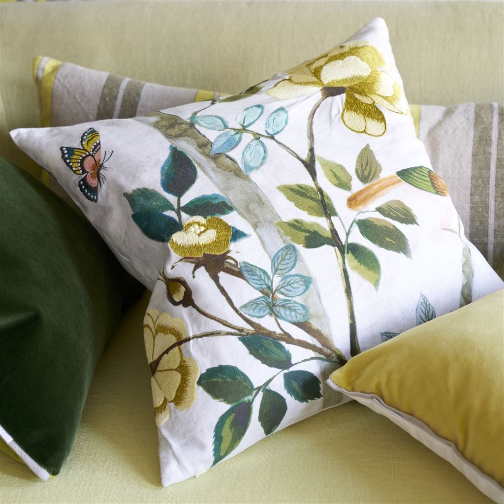 Papillon Chinois Cushion By Designers Guild In Parchment White